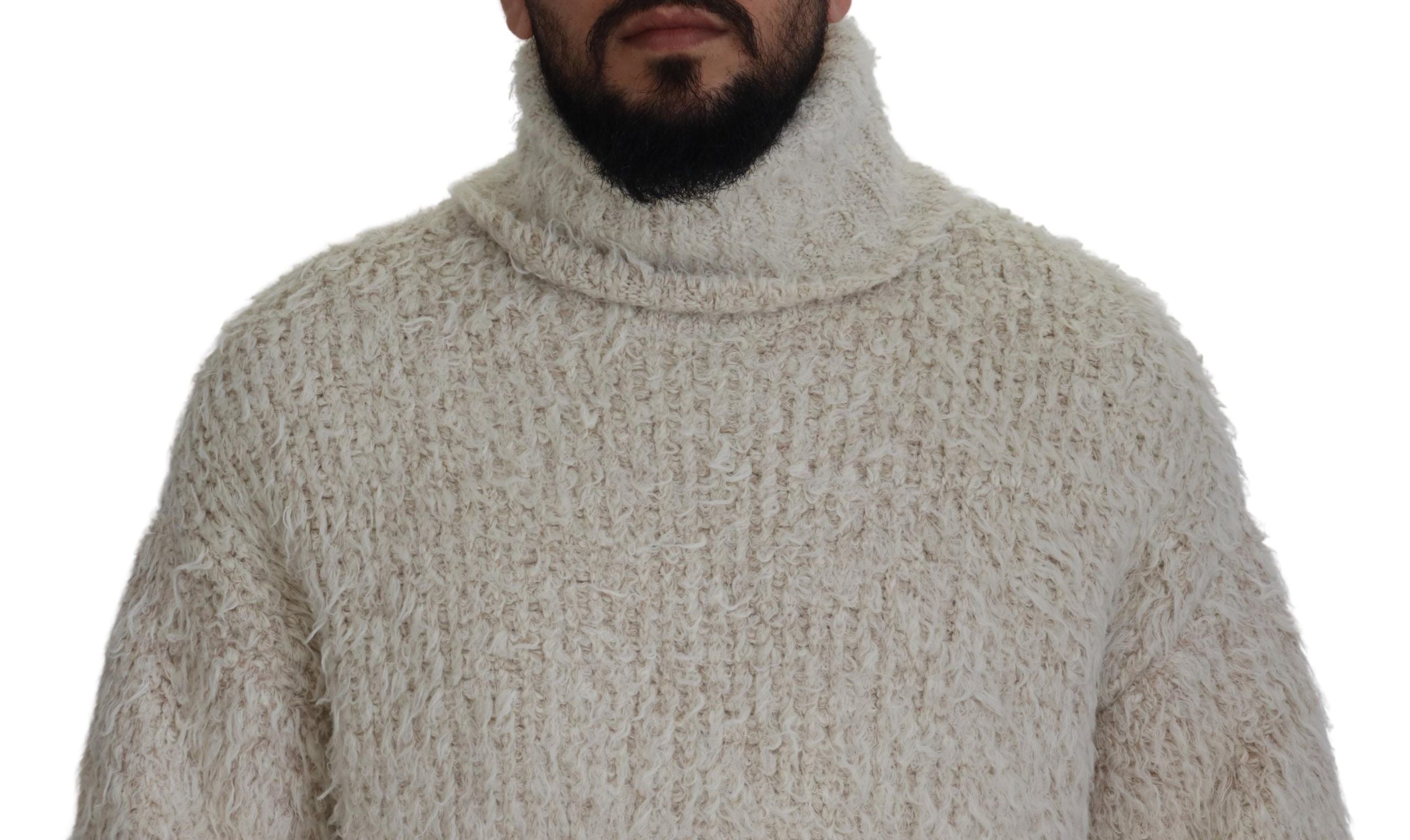 Dolce & Gabbana Elegant wool blend turtleneck sweater in cream